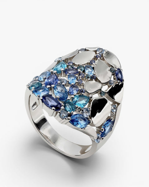 Anillos con piedras de colores de tonos azules