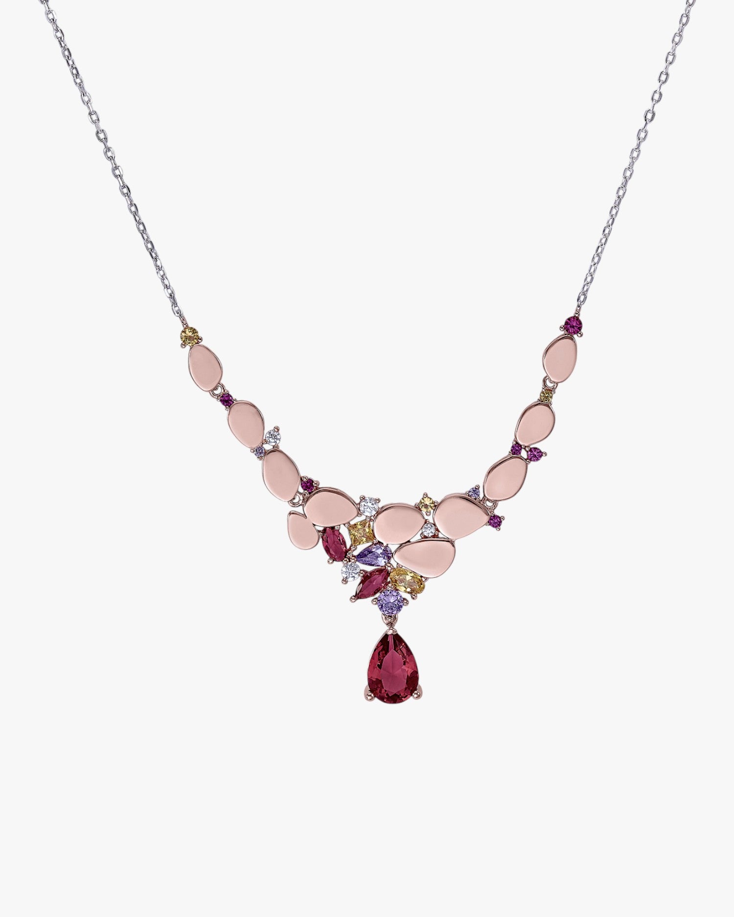 Collares con piedras de colores combinados con plata rosé
