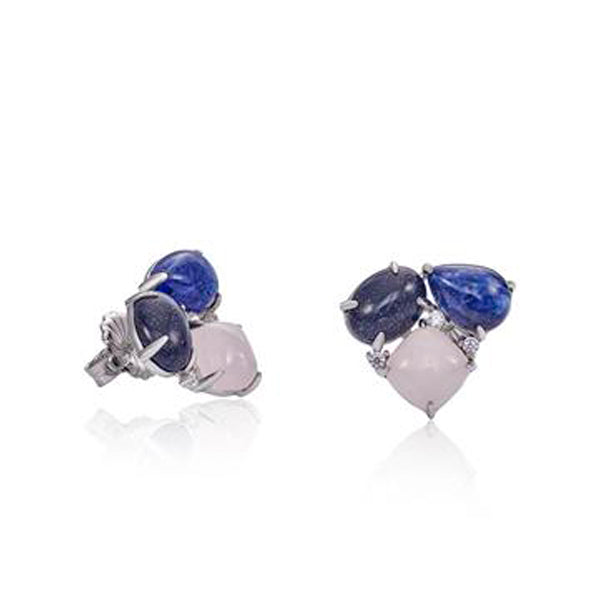 Boucles d'oreilles triangulaires en pierre naturelle avec zircone cubique