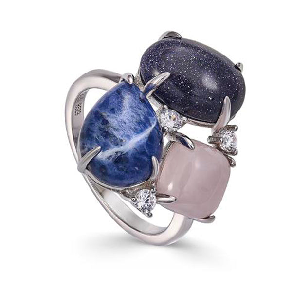 Anillos con piedras en tonos azules con circonitas