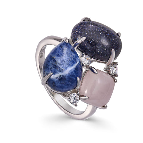 Anillos con piedras en tonos azules con circonitas