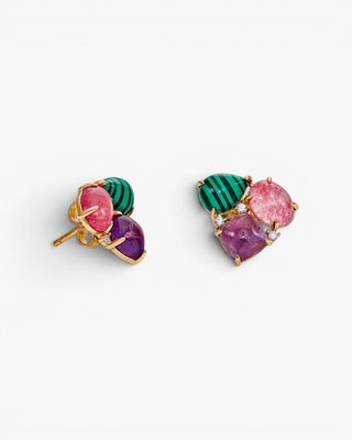 Pendientes de piedra natural diseño de tres piedras y circonitas