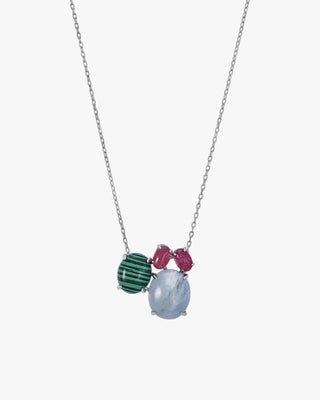 Necklaces with natural stones, multi-shaped design