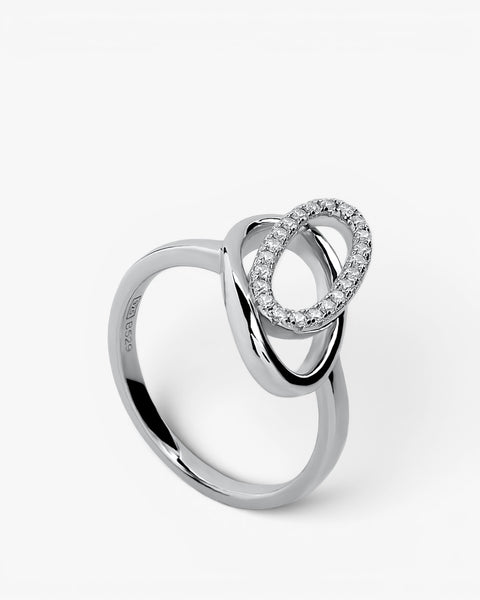 Anillos circonitas diseño doble circulo ovalado y circonitas