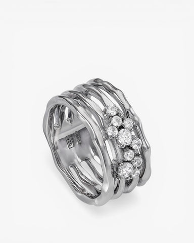 Anillos anchos formados por cuatro railes y circonitas