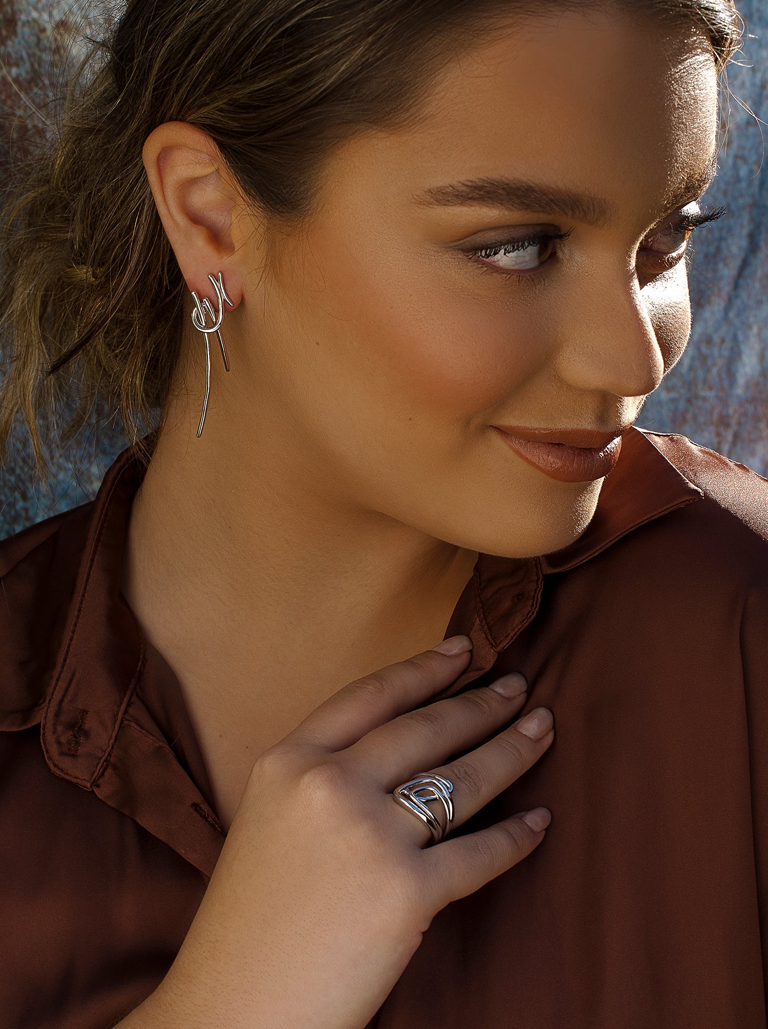 Anillos grandes diseño irregular en plata