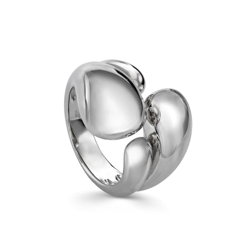 Anillos grandes diseño irregular circular en plata lisa