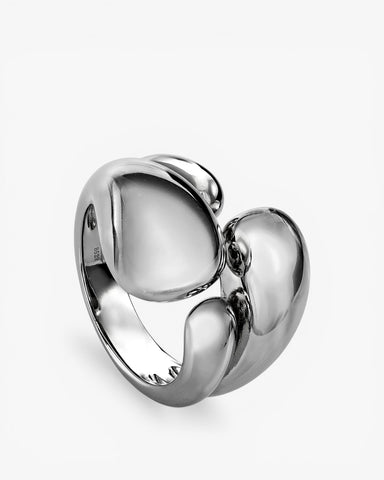 Anillos grandes diseño irregular circular en plata lisa
