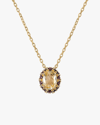Collares con piedras motivo central en tonos amarillos y granates