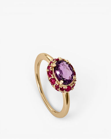 Anillos con piedras motivo central en tonos violeta y rosados