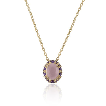 Collares con piedras motivo central en tono rosa palo y violeta
