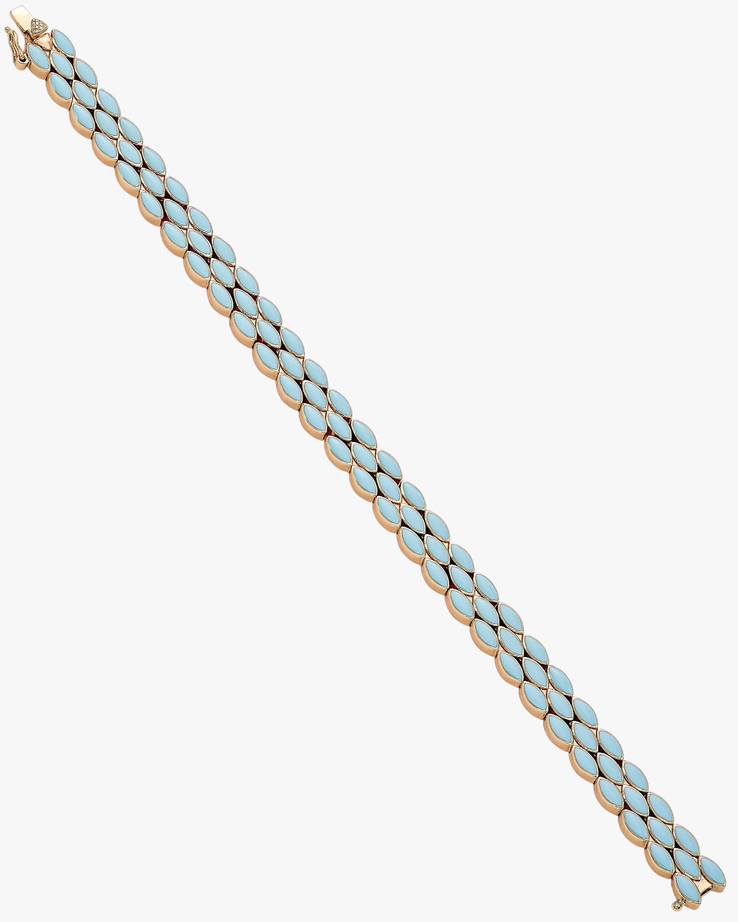 Pulsera esmalte en plata rosa diseño ovalos turquesa