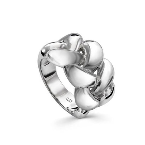 Rings wide design interlocking and plain silver