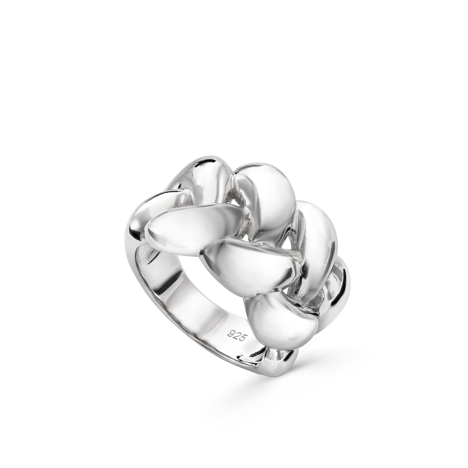 Wide interlocking design and plain silver rings