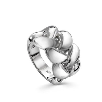 Anillos anchos diseño entrelazado y plata lisa