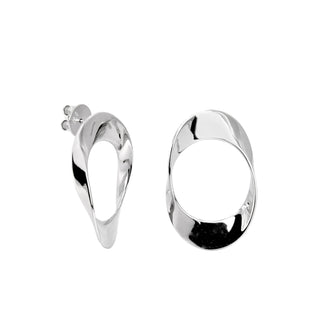 Pendientes aro de plata diseño ovalado irregular