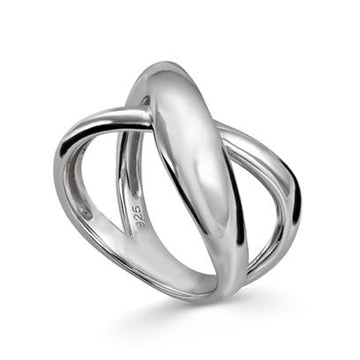 Anillos grandes doble carril entrelazado en plata lisa
