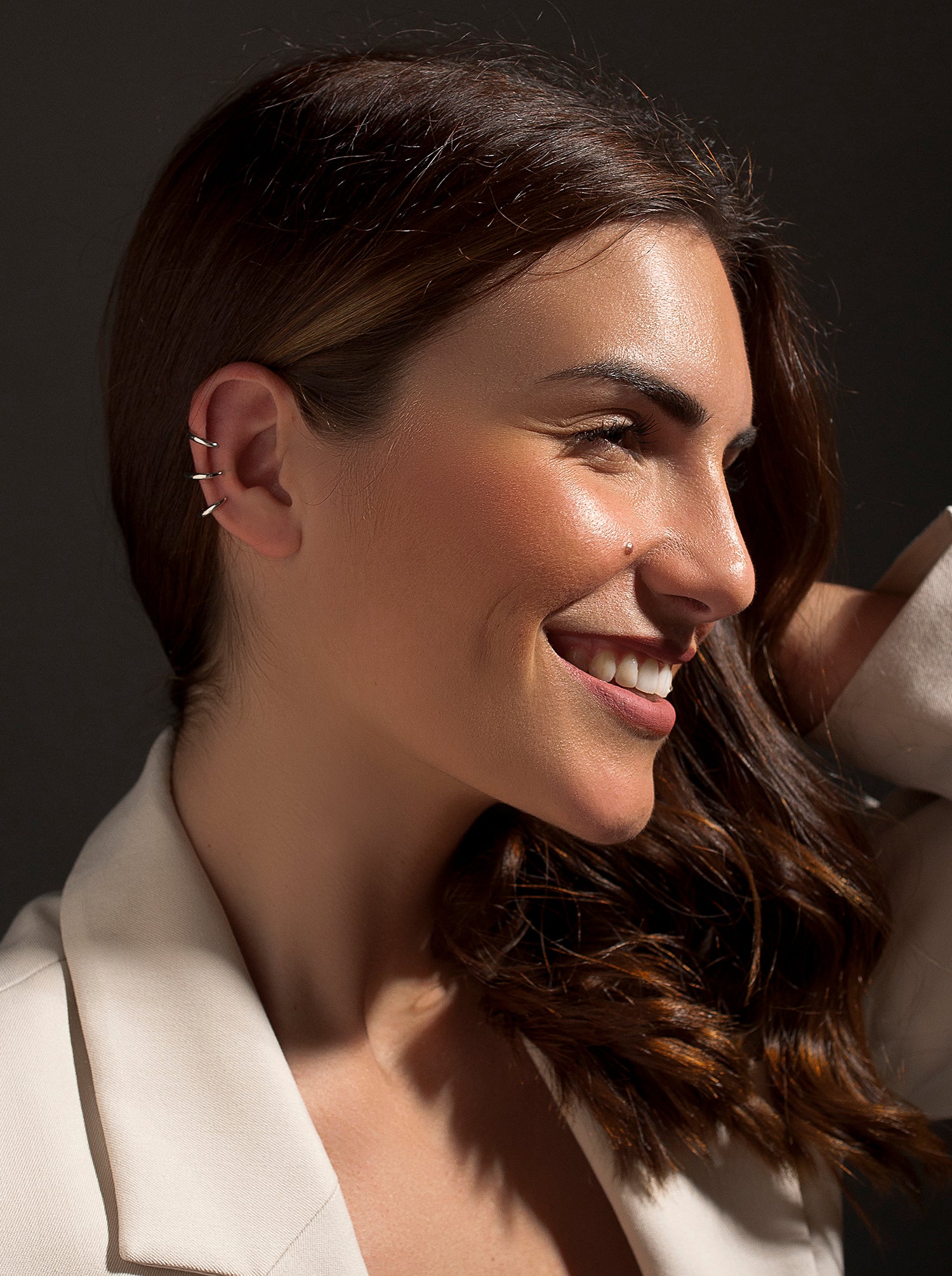 Ear cuff formado por tres aros en plata lisa