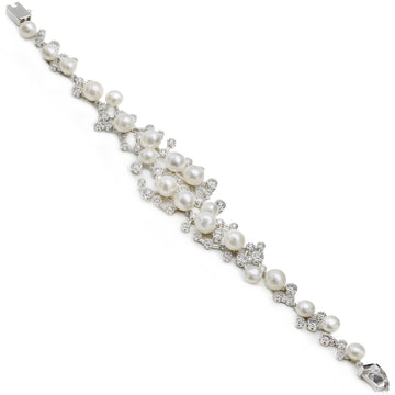 Pulseras brillantes de plata diseño perlas y circonitas