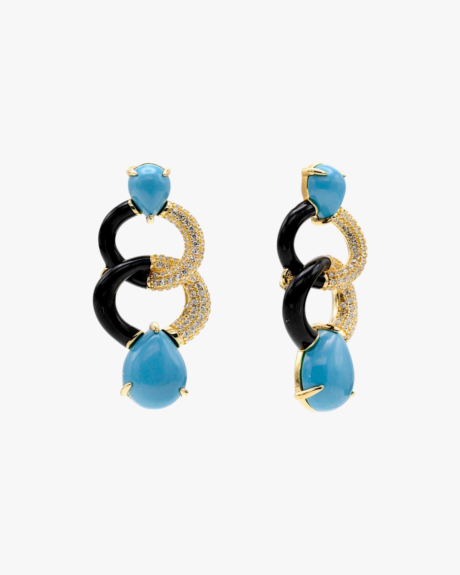 Pendientes originales diseño de eslabón con esmalte y corconitas