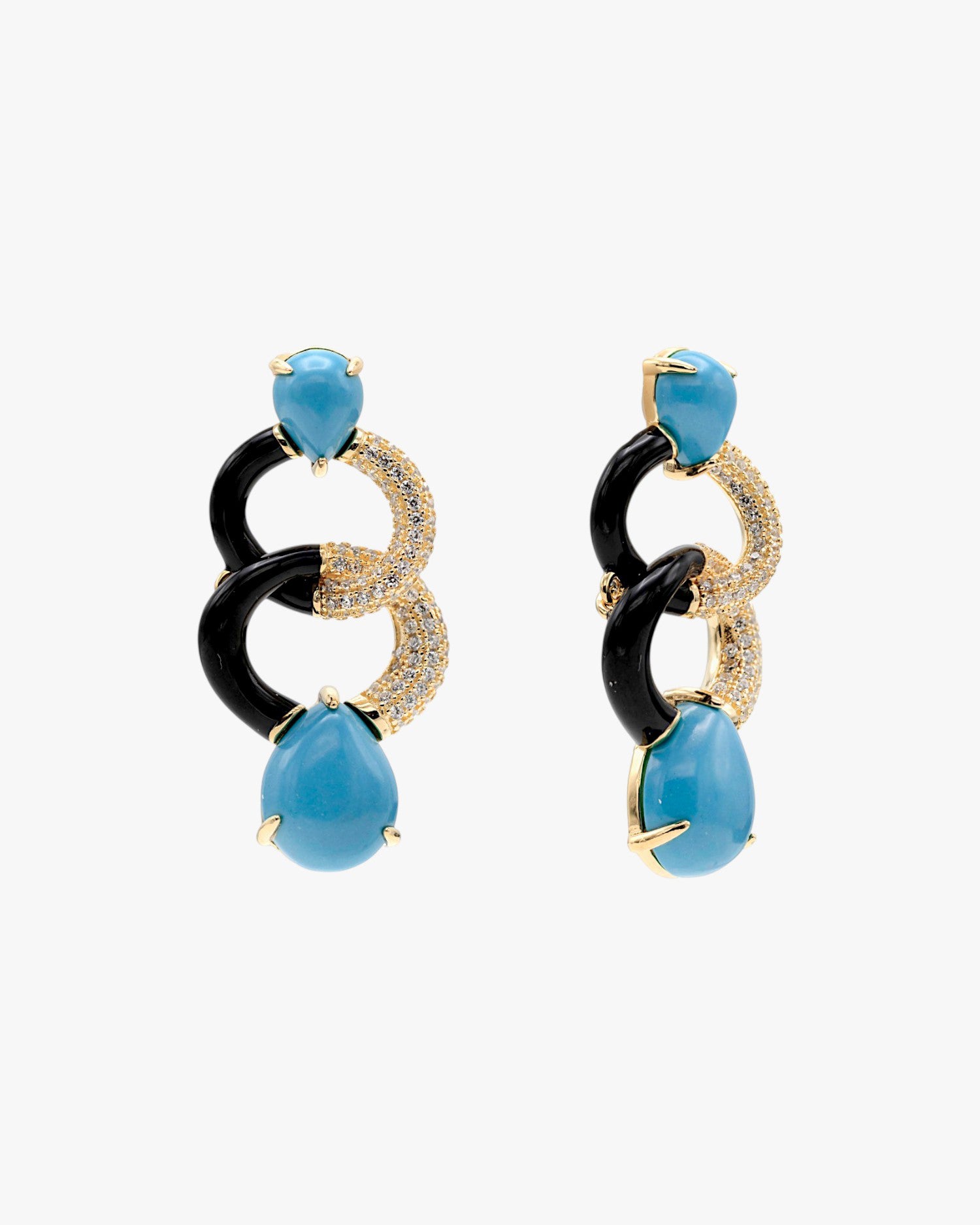 Boucles d'oreilles originales à maillons avec émail et corconitas