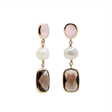 Pendientes de piedra natural largos en tonos tierra