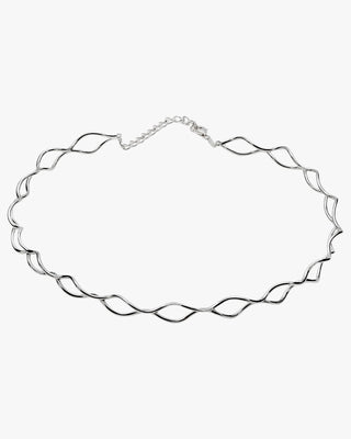 Choker rígido diseño zig zag de plata