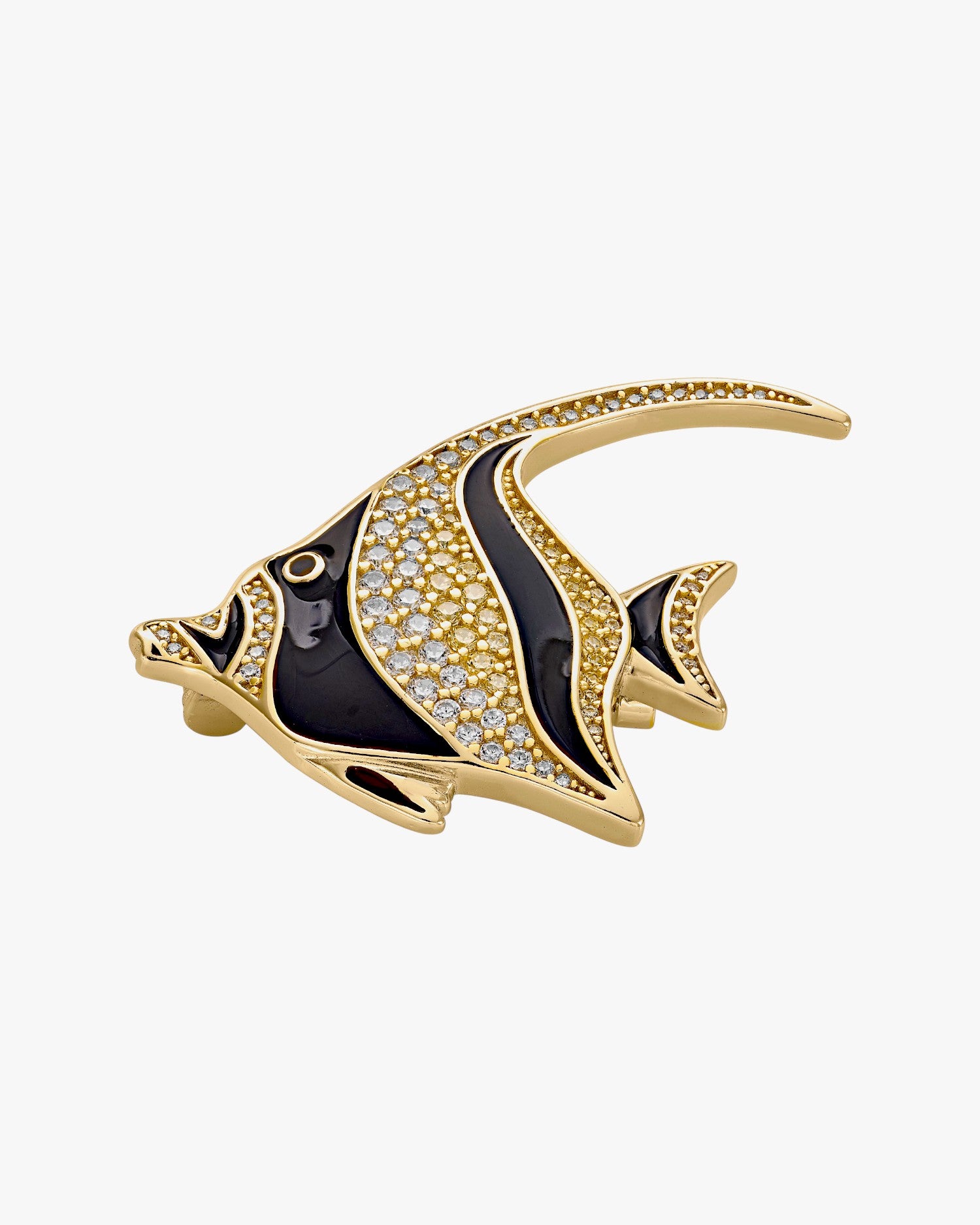 Silver brooch with gold plating tropical fish design