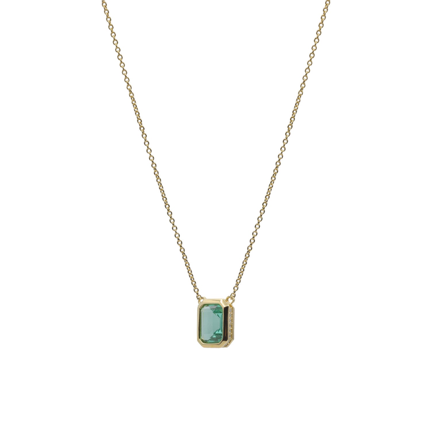 Collar de plata 925 bañada en oro con colgante turquesa rectangular