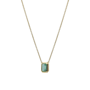 Collar de plata 925 bañada en oro con colgante turquesa rectangular
