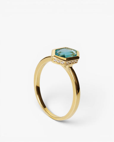 Anillos con piedras de plata baño dorado tono aguamarina