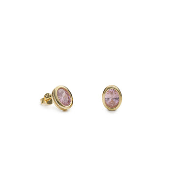 Pendientes con piedras talla oval tono rosa y circonitas