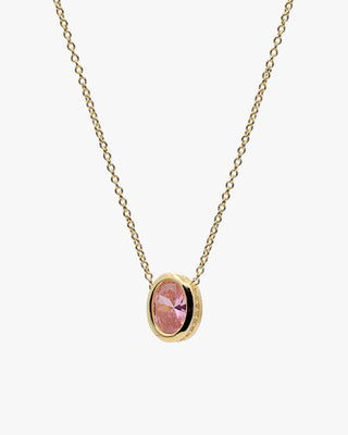 Collares con piedras talla oval tono rosa y circonitas