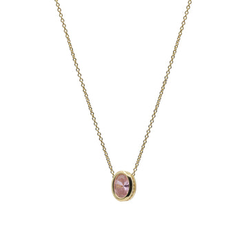 Collares con piedras talla oval tono rosa y circonitas