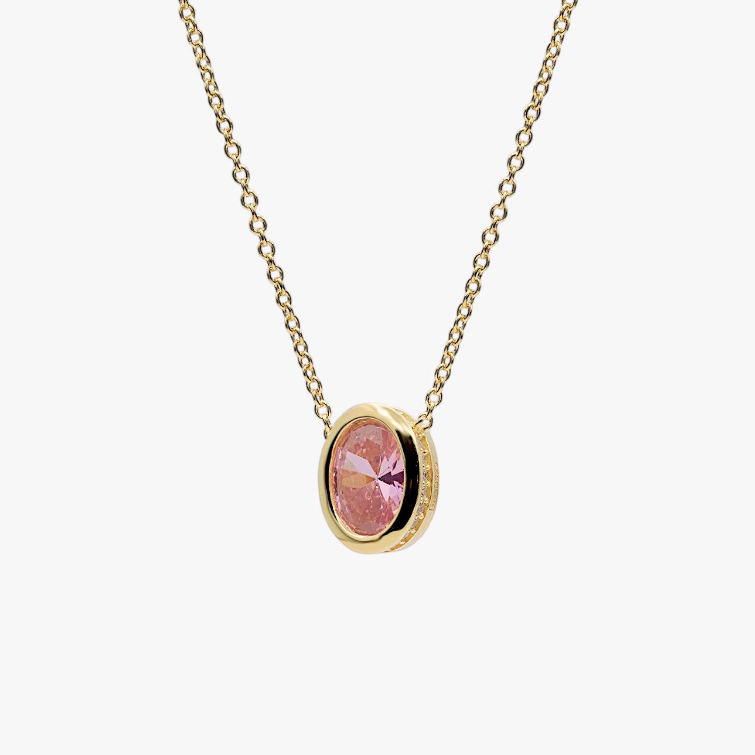Collares con piedras talla oval tono rosa y circonitas