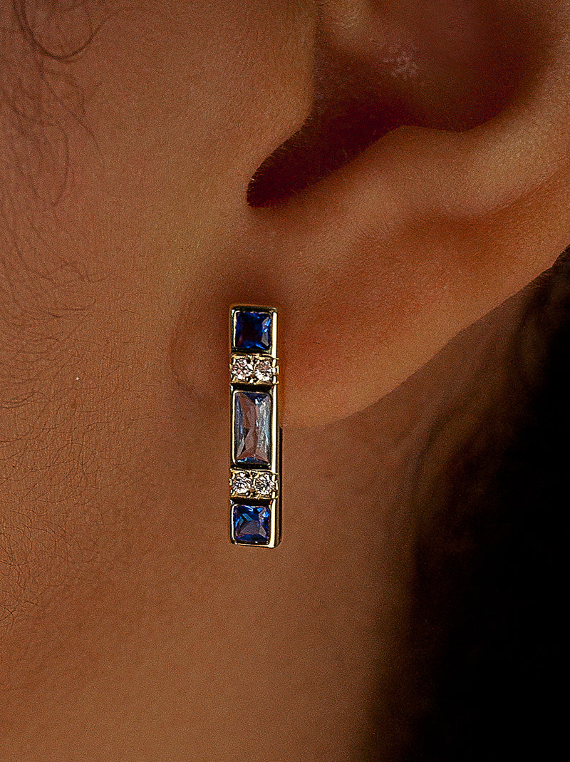 Pendientes con piedras diseño tonos azules