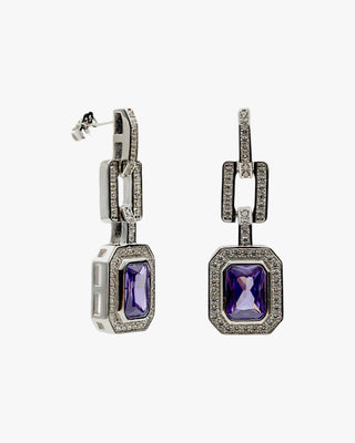 Pendientes de piedras de colores diseño octogonal tono lavanda