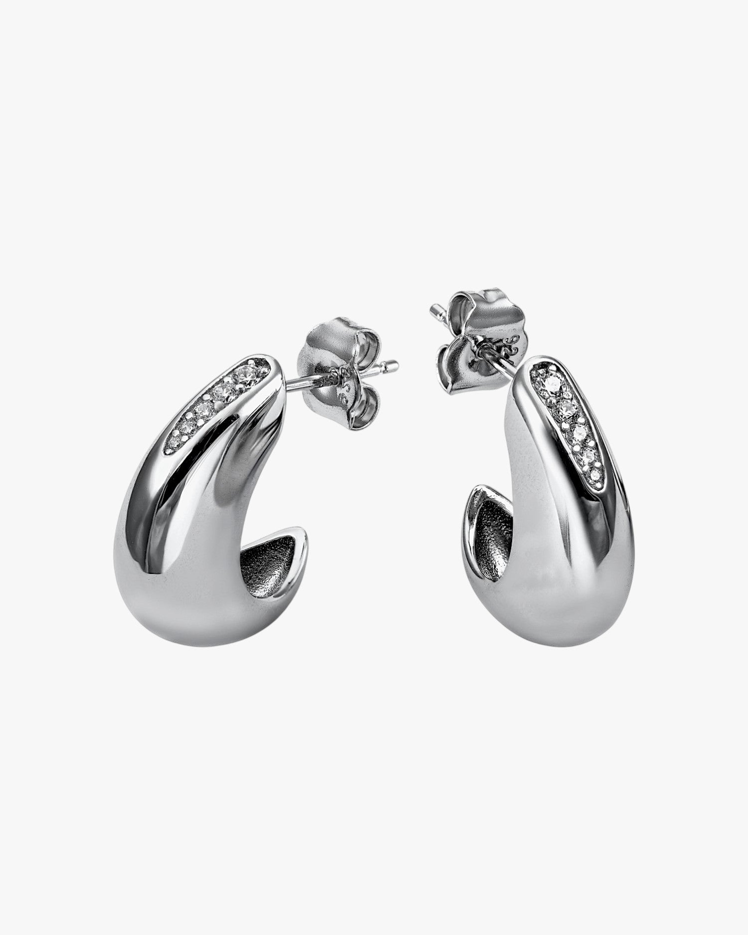 Pendientes aro diseño gota con detalle circonitas