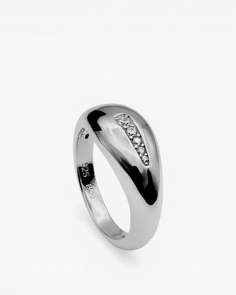 Anillos circonitas de plata con detalle tira de cinco circonitas