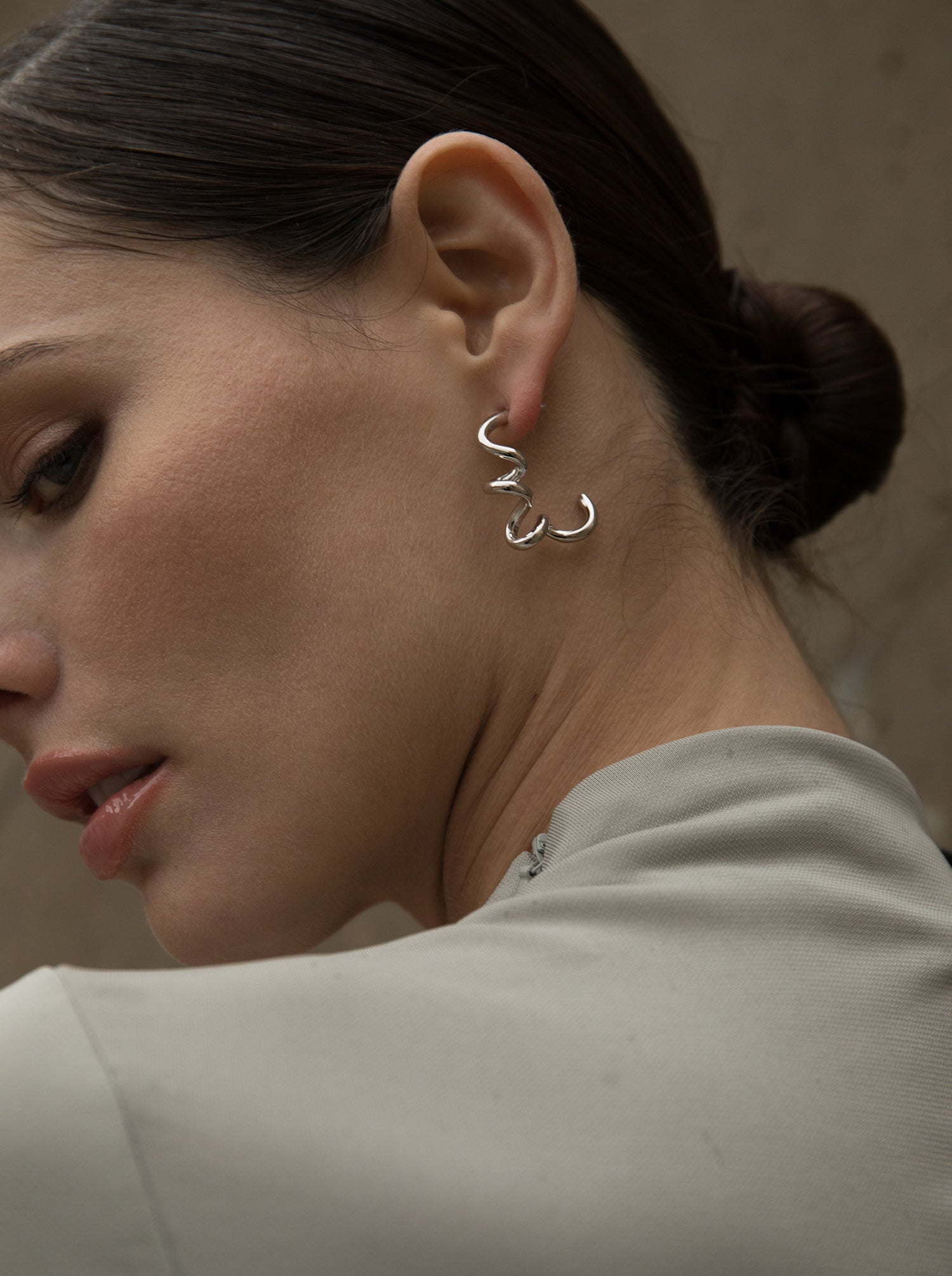 Boucles d'oreilles originaux de argent design créole ringlet