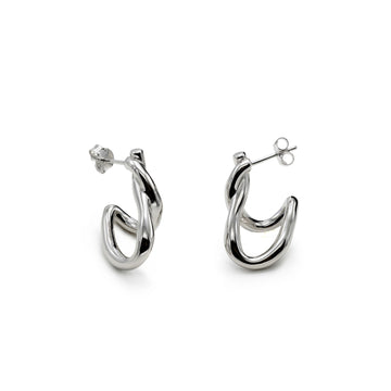 Original earrings in silver, intertwined hoop style