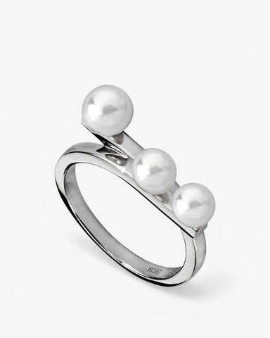 Anillos con perlas diseño minimalista triple perla
