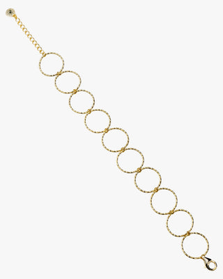 Pulsera eslabones plata bañada en oro diseño aros estilo boho