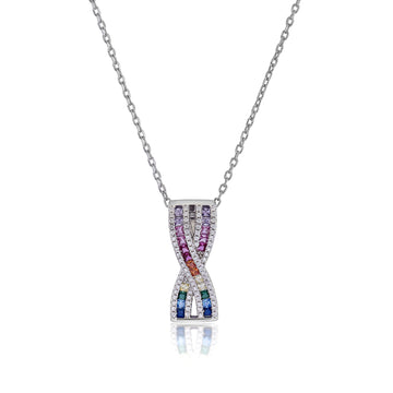 Collares con piedras diseño raíles cruzados multicolor