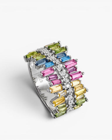 Anillos con piedras diseño de gemas multicolores