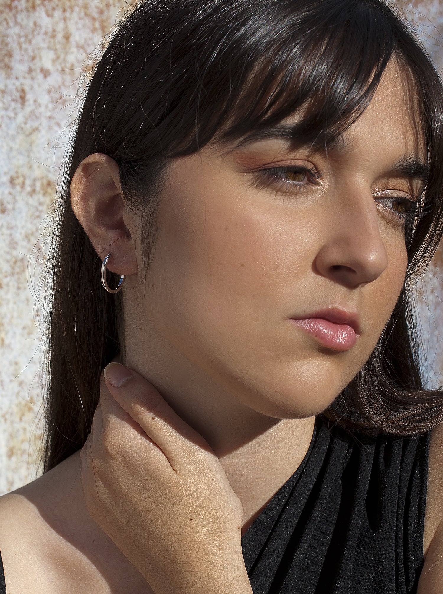 Pendientes aro de plata con diseño ovalado