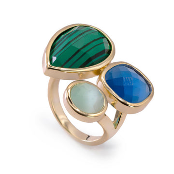 Anillos con piedras diseño lágrima malaquita