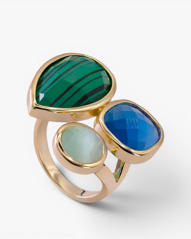 Anillos con piedras diseño lágrima malaquita