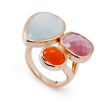 Anillos con piedras diseño lágrima cuarzo rosa