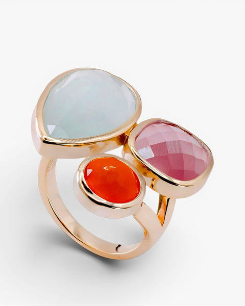 Anillos con piedras diseño lágrima cuarzo rosa